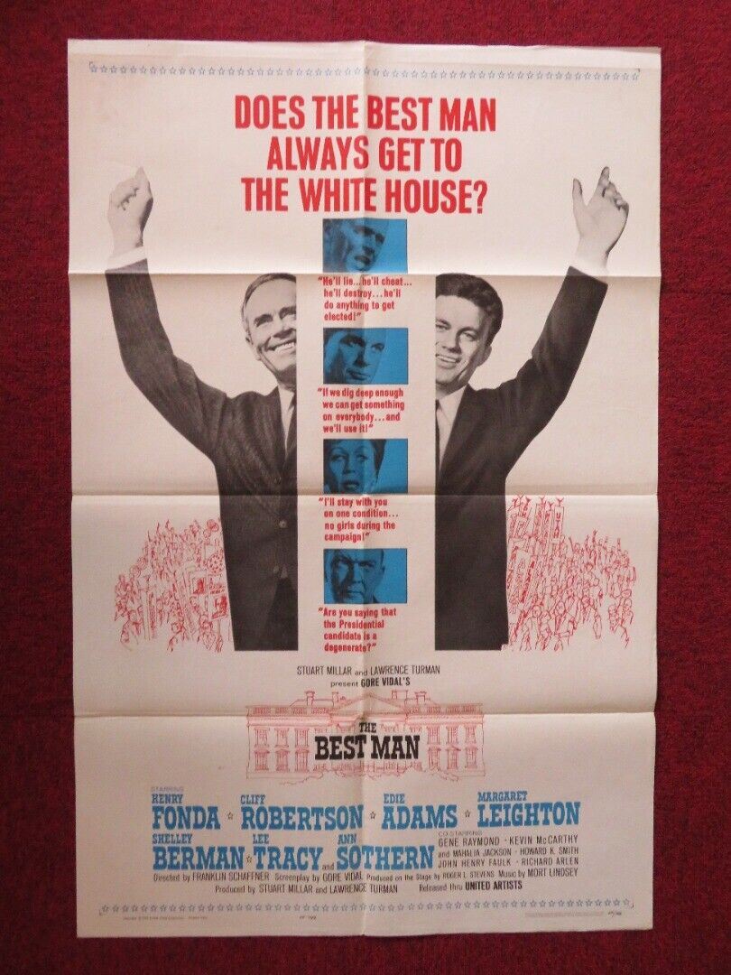 THE BEST MAN FOLDED US ONE SHEET POSTER  HENRY FONDA  CLIFF ROBERTSON 1964