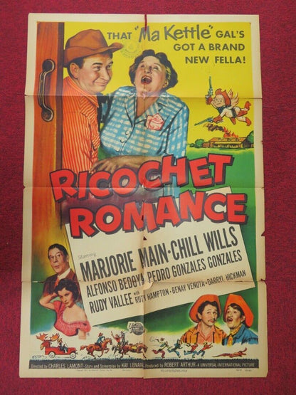 RICOCHET ROMANCE FOLDED US ONE SHEET POSTER MARJORIE MAIN CHILL WILLS 1954