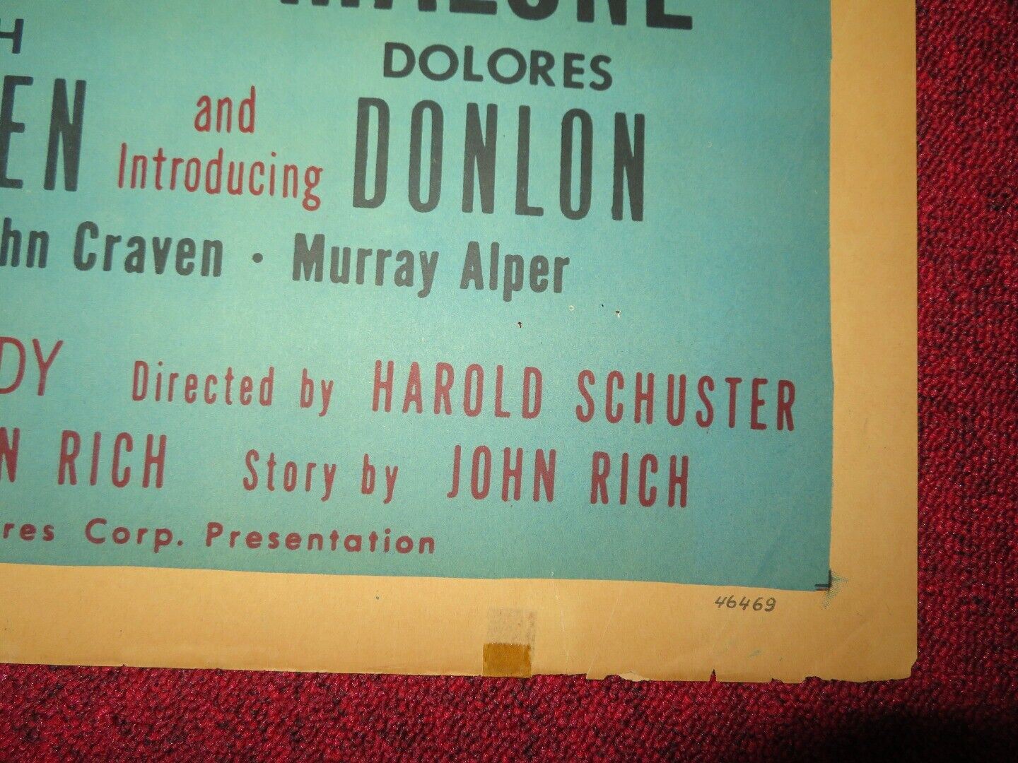 SECURITY RISK   FOLDED US ONE SHEET POSTER JOHN IRELAND DOROTHY MALONE 1954