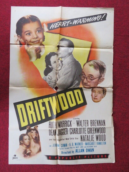 DRIFTWOOD   FOLDED US ONE SHEET POSTER RUTH WARRICK WALTER BRENNAN 1947