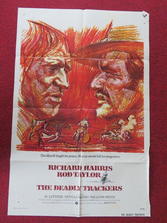 THE DEADLY TRACKERS FOLDED US ONE SHEET POSTER RICHARD HARRIS ROD TAYLOR 1973