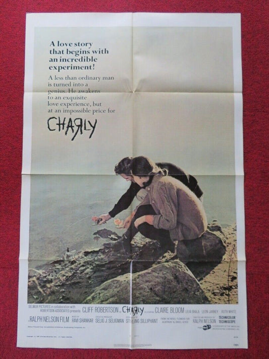 CHARLY  FOLDED US ONE SHEET POSTER  CLIFF ROBERTSON  CLAIRE BLOOM 1968