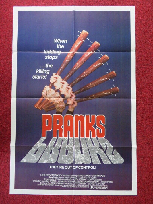 PRANKS / The Dorm That Dripped Blood FOLDED US ONE SHEET POSTER 1982