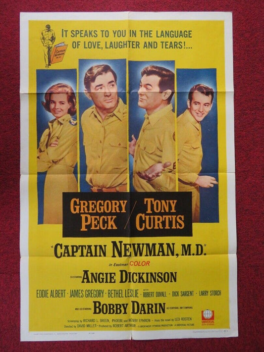 CAPTAIN NEWMAN, M.D. FOLDED US ONE SHEET POSTER GREGORY PECK TONY CURTIS 1964