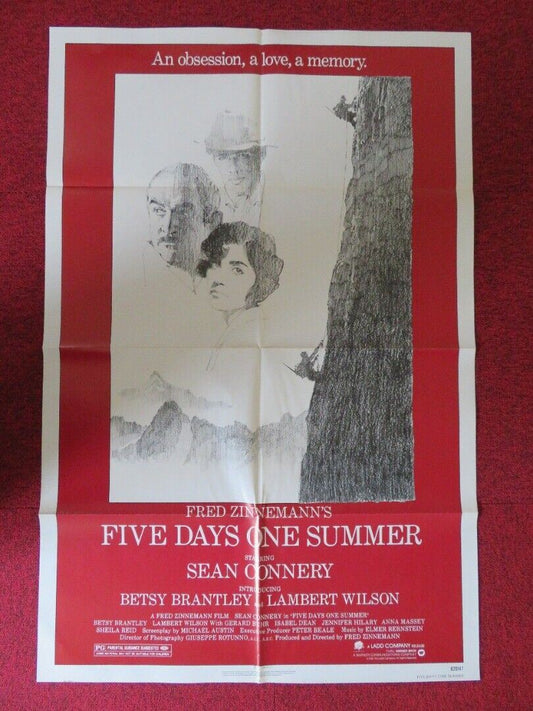 FIVE DAYS ONE SUMMER FOLDED US ONE SHEET POSTER SEAN CONNERY BETSY BRANTLEY 1982