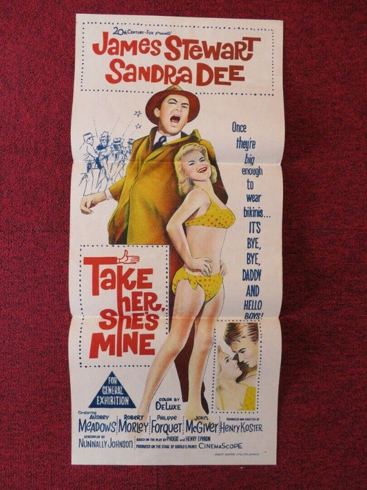 TAKE HER SHE'S MINE FOLDED AUSTRALIAN DAYBILL POSTER  James Stewart Sandra Dee