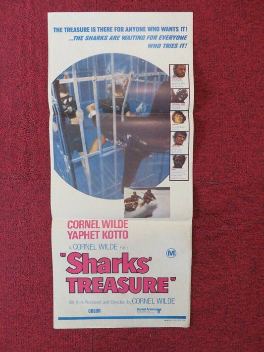 SHARKS TREASURE  FOLDED AUSTRALIAN DAYBILL POSTER Cornel Wilde  Yaphet Kotto '75