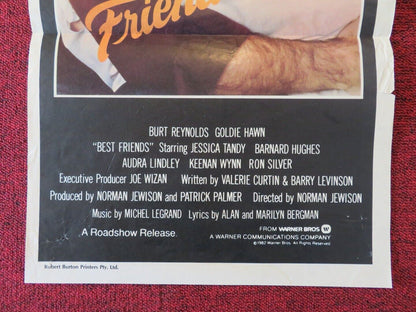 BEST FRIENDS FOLDED AUSTRALIAN DAYBILL POSTER Burt Reynolds Goldie Hawn 1982