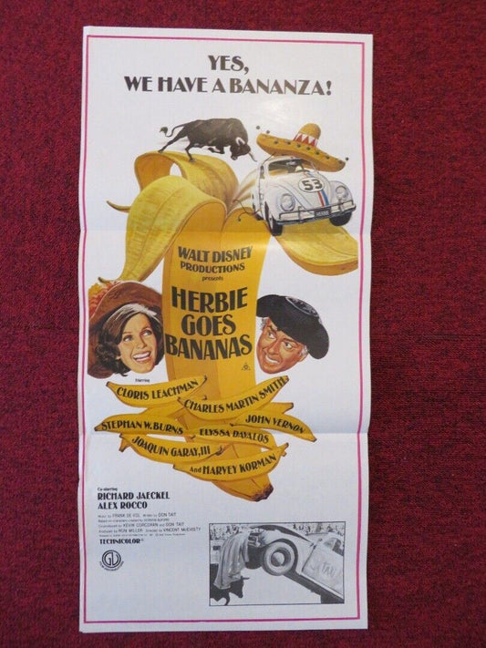 HERBIE GOES BANANAS FOLDED AUSTRALIAN DAYBILL POSTER Cloris Leachman 1980