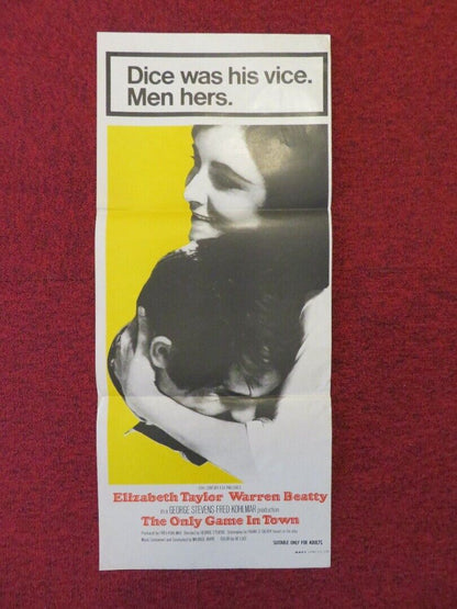 THE ONLY GAME IN TOWN FOLDED AUSTRALIAN DAYBILL POSTER 1968 ELIZABETH TAYLOR