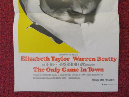 THE ONLY GAME IN TOWN FOLDED AUSTRALIAN DAYBILL POSTER 1968 ELIZABETH TAYLOR