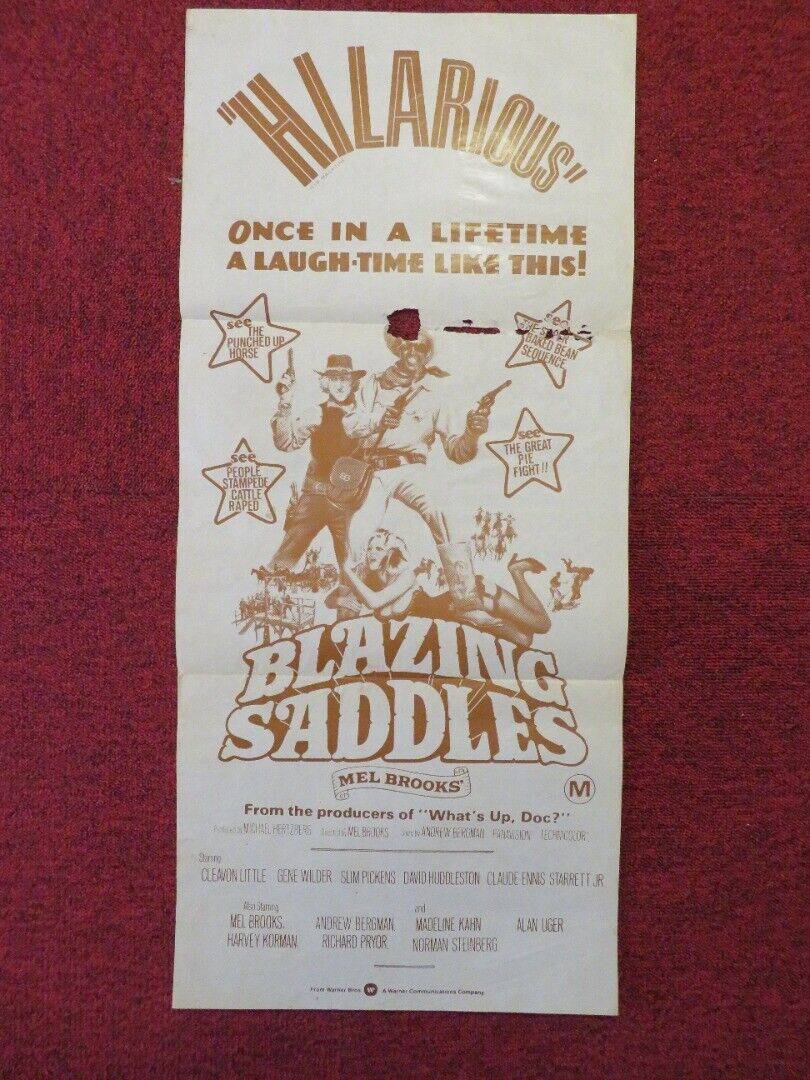 BLAZING SADDLES FOLDED AUSTRALIAN DAYBILL POSTER GENE WILDER MEL BROOKS 1974