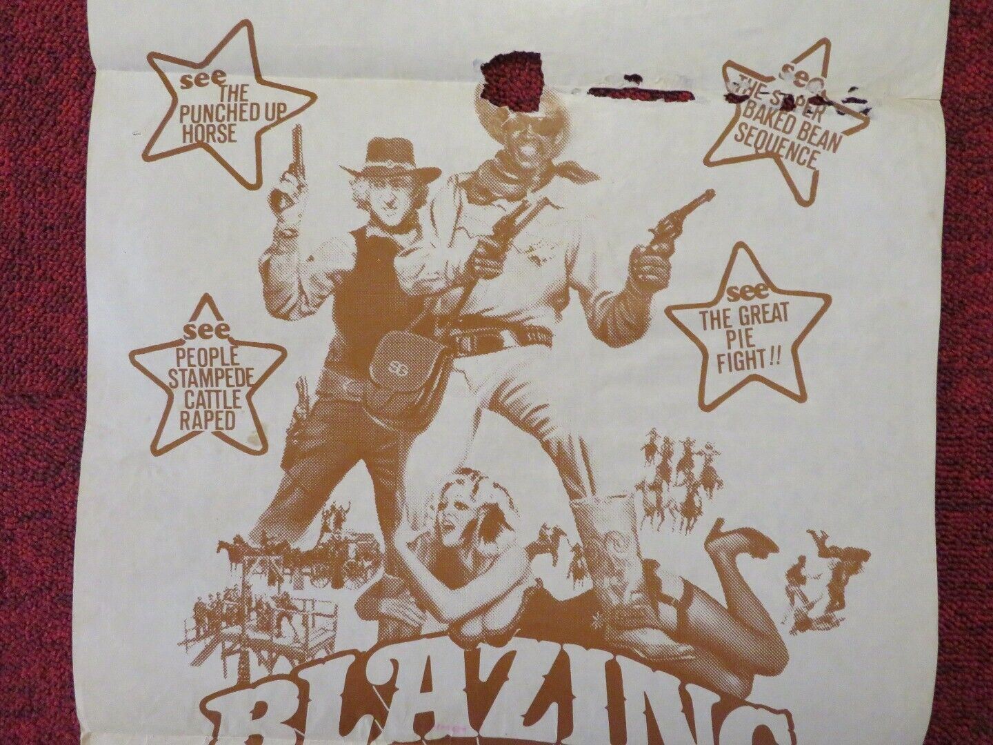 BLAZING SADDLES FOLDED AUSTRALIAN DAYBILL POSTER GENE WILDER MEL BROOKS 1974