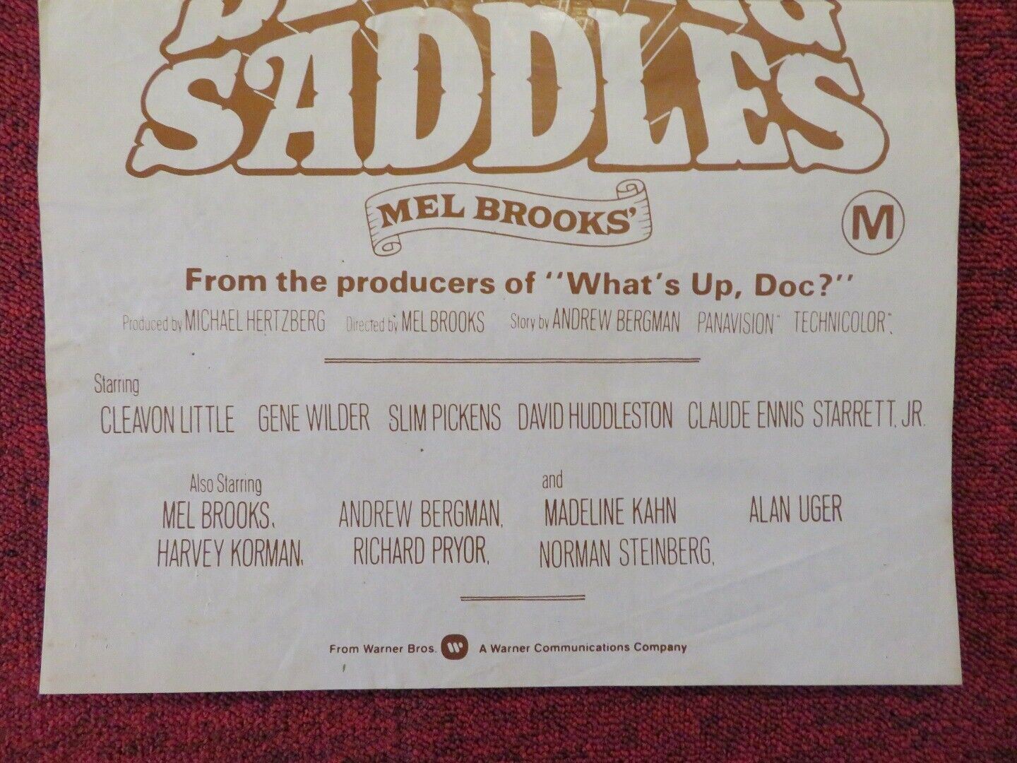 BLAZING SADDLES FOLDED AUSTRALIAN DAYBILL POSTER GENE WILDER MEL BROOKS 1974