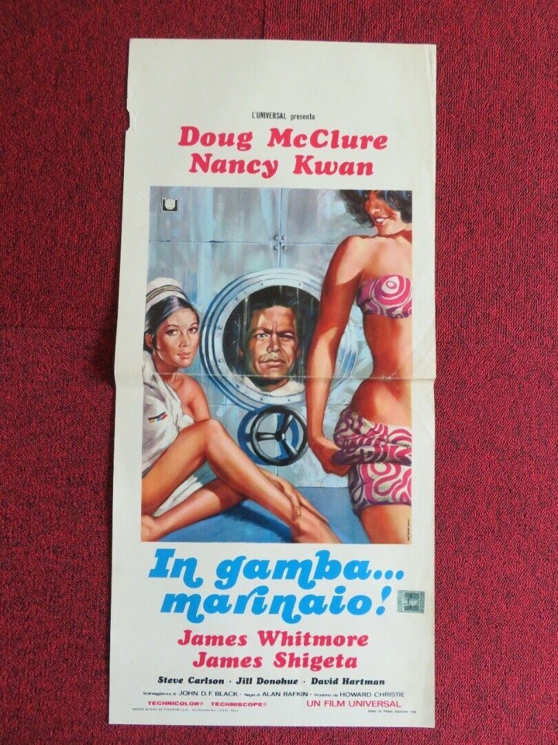 IN GAMBA... MARINAIO! ITALIAN LOCANDINA (27.5"x13") POSTER 1968