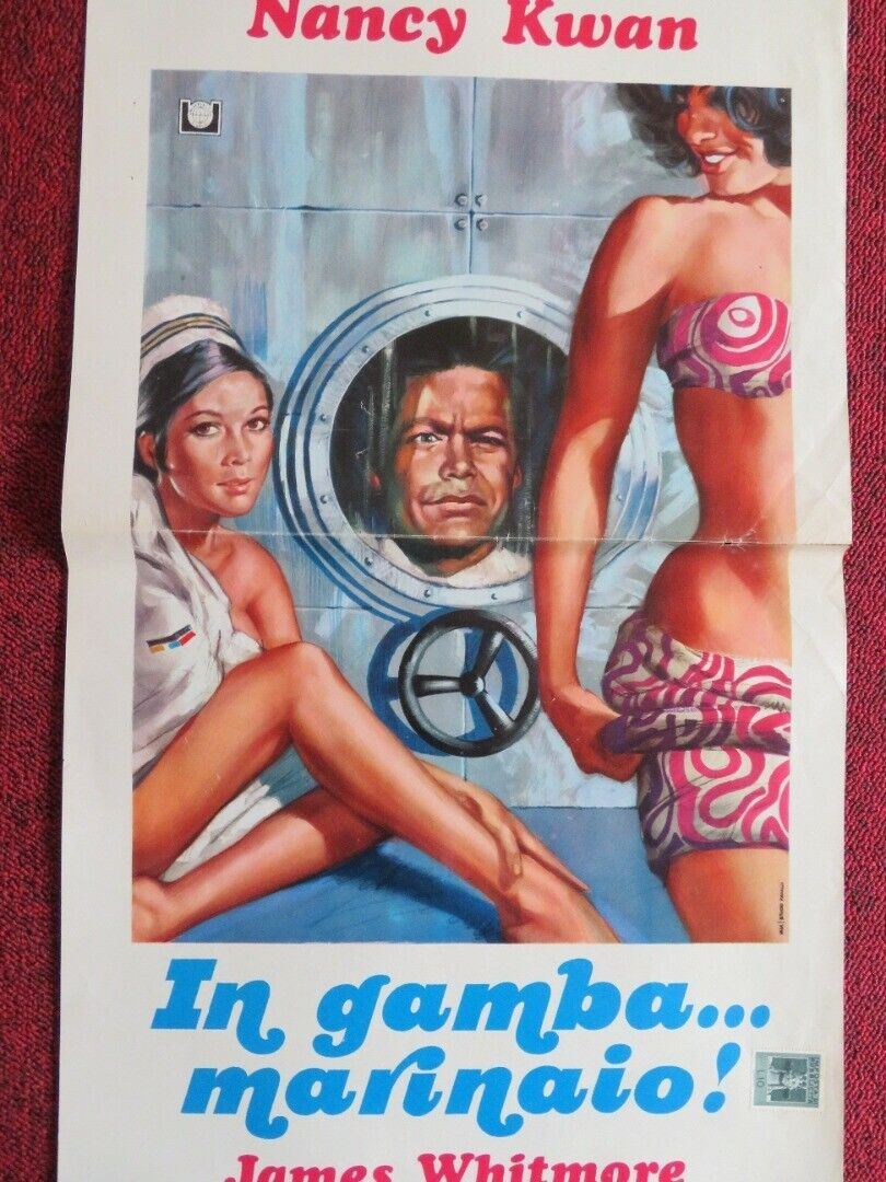 IN GAMBA... MARINAIO! ITALIAN LOCANDINA (27.5"x13") POSTER 1968