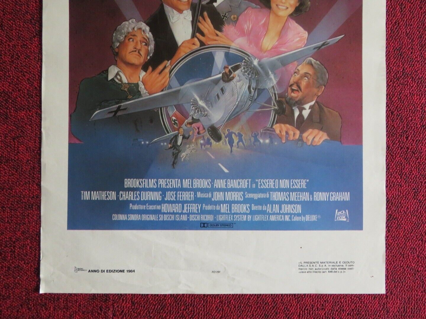 ESSERE O NON ESSERE ITALIAN LOCANDINA (27.5"x13.5") POSTER MEL BROOKS 1983