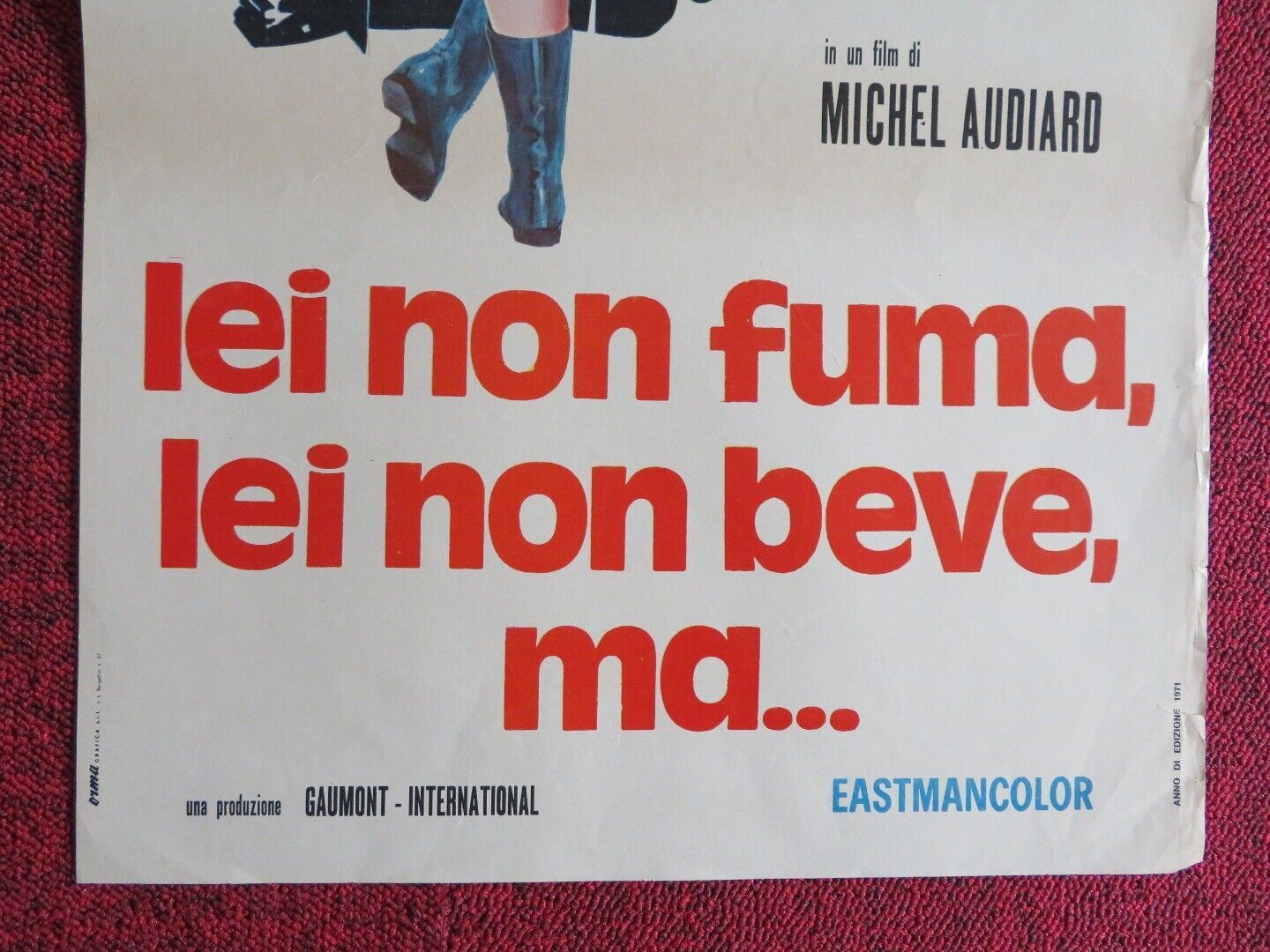 LEI NON FUMA, LEI NON BEVE, MA... ITALIAN LOCANDINA (27.5"x13") POSTER 1970