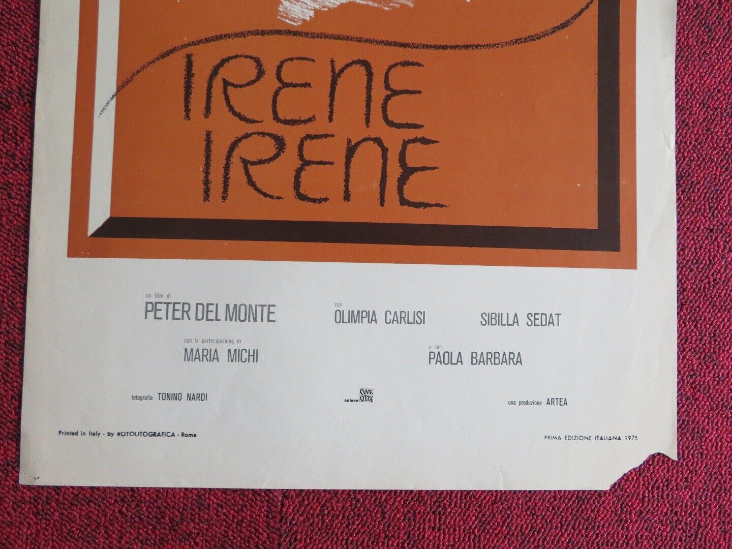 IRENE IRENE   ITALIAN LOCANDINA (27.5"x13") POSTER ALAIN CUNY SIBILLA SEDAT 1975