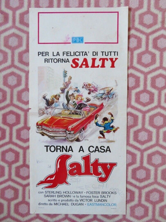 TORNA A CASA SALTY / Super Seal ITALIAN LOCANDINA (27.5"x13") POSTER 1977