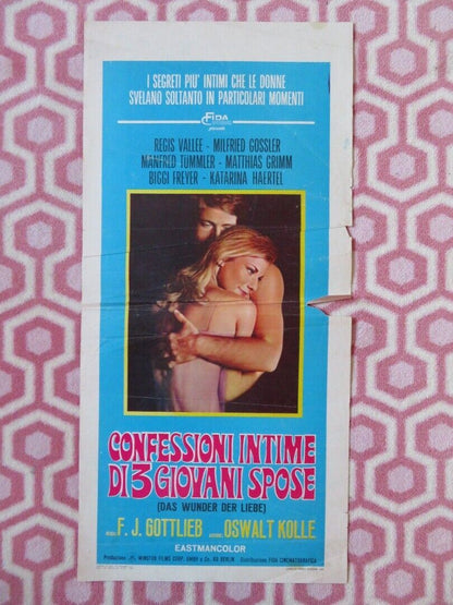 CONFESSIONI INTIME DI 3 GIOVANI SPOSE ITALIAN LOCANDINA (27.5"x13") POSTER 1969