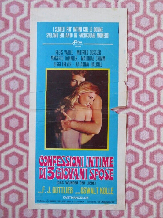 CONFESSIONI INTIME DI 3 GIOVANI SPOSE ITALIAN LOCANDINA (27.5"x13") POSTER 1969