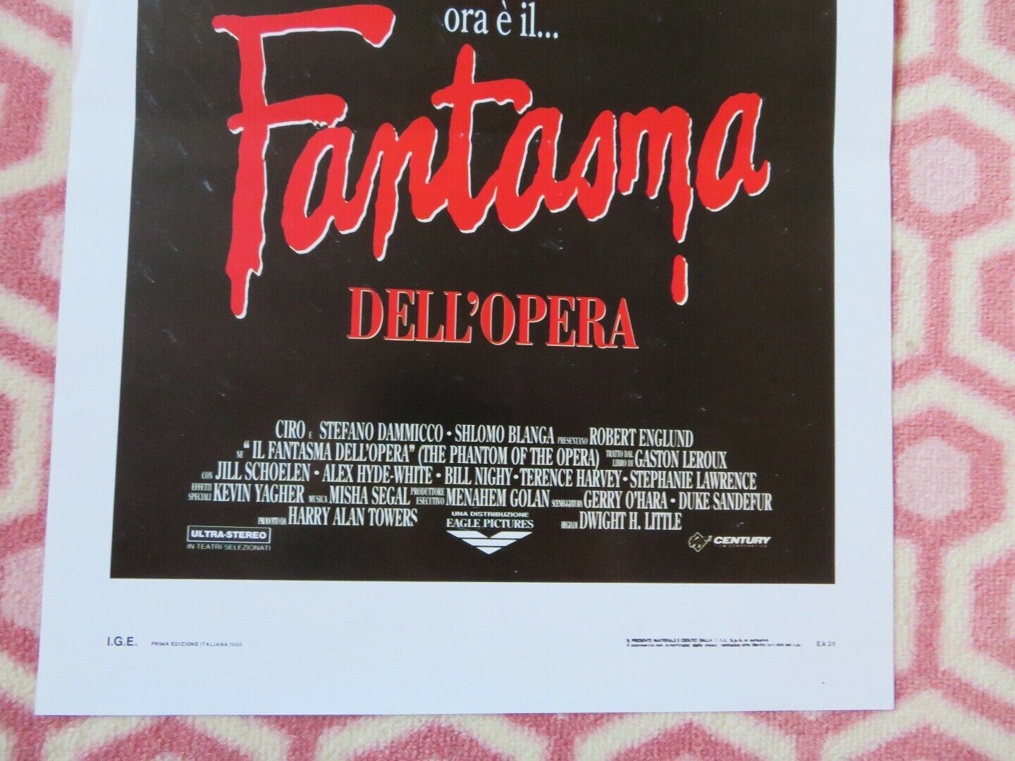 THE PHAMTOM OF THE OPERA  ITALIAN LOCANDINA (27.5"x13") POSTER 1992