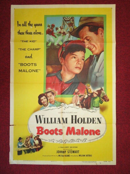 BOOTS MALONE   FOLDED US ONE SHEET POSTER WILLIAM HOLDEN  JOHNNY STEWART 1951