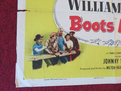 BOOTS MALONE   FOLDED US ONE SHEET POSTER WILLIAM HOLDEN  JOHNNY STEWART 1951