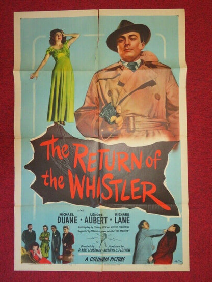 RETURN OF THE WHISTLER FOLDED US ONE SHEET POSTER MICHAEL DUANE 1948