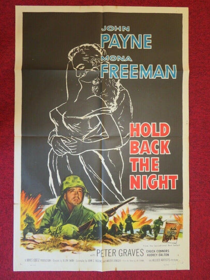 HOLD BACK THE NIGHT   FOLDED US ONE SHEET POSTER JOHN PAYNE  MONA FREEMAN 1956