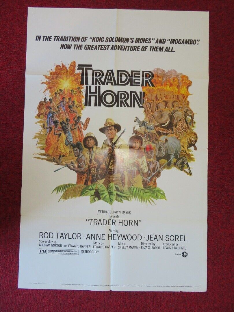 TRADER HORN   FOLDED US ONE SHEET POSTER ROD TAYLOR ANNE HEYWOOD 1973