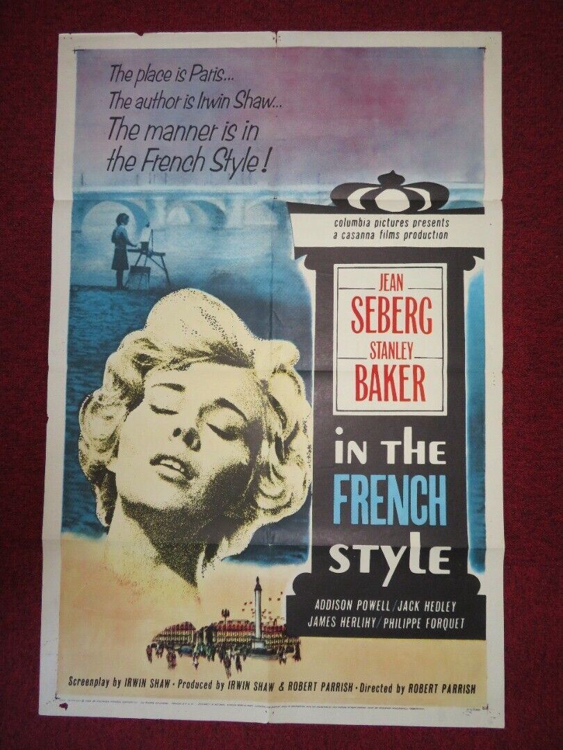 IN THE FRENCH STYLE  FOLDED US ONE SHEET POSTER JEAN SEBERG STANLEY BAKER 1963