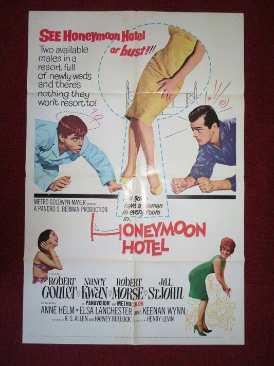 HONEYMOON HOTEL  FOLDED US ONE SHEET POSTER ROBERT GOULET NANCY KWAN 1964