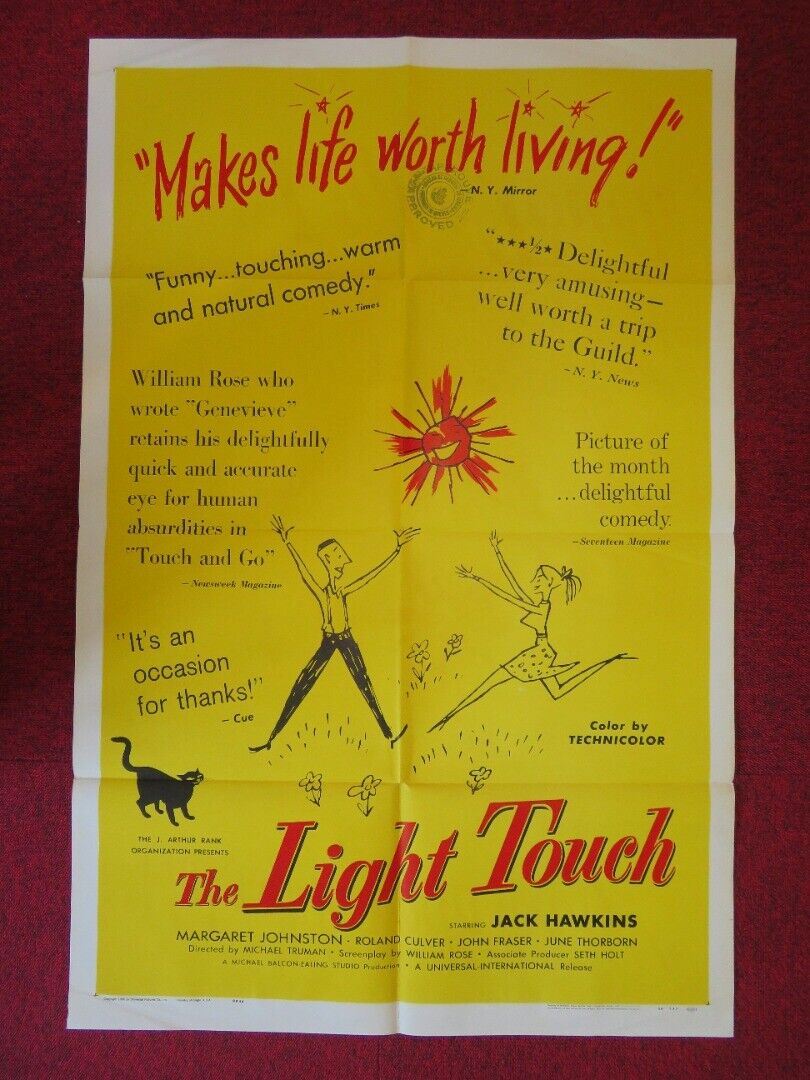 THE LIGHT TOUCH / Touch and Go  FOLDED US ONE SHEET POSTER JACK HAWKINS 1956