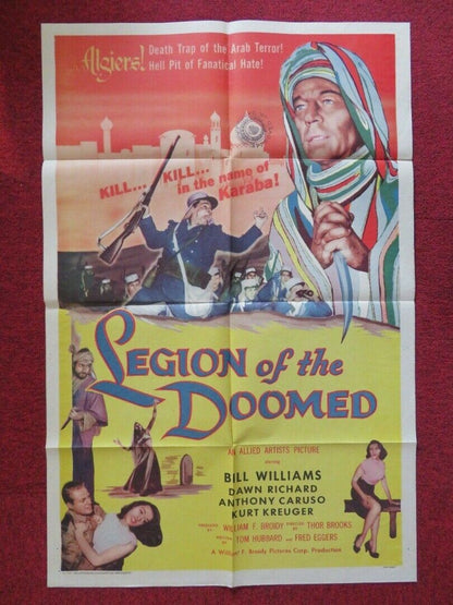 LEGION OF THE DOOMED  FOLDED US ONE SHEET POSTER BILL WILLIAMS DAWN RICHARD 1958