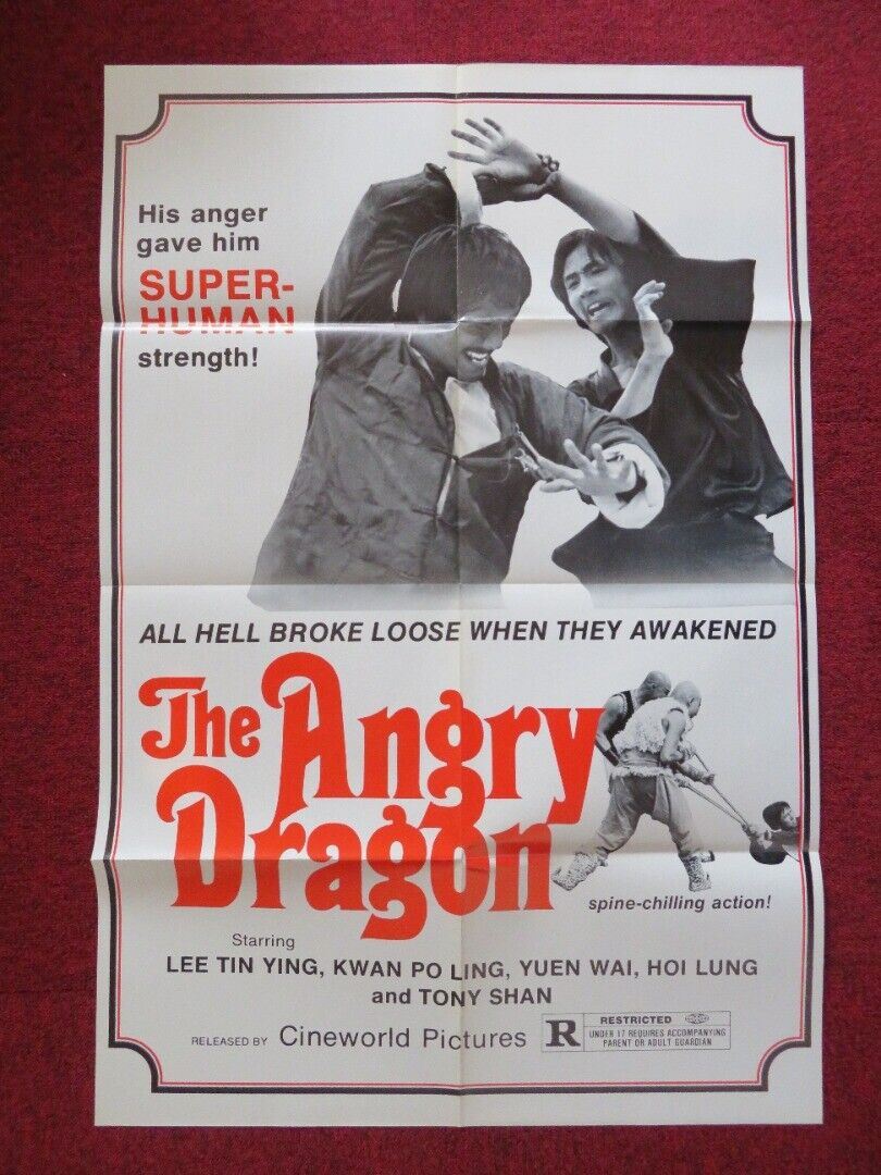 THE ANGRY DRAGON FOLDED US ONE SHEET POSTER TIEN YING LI 1973