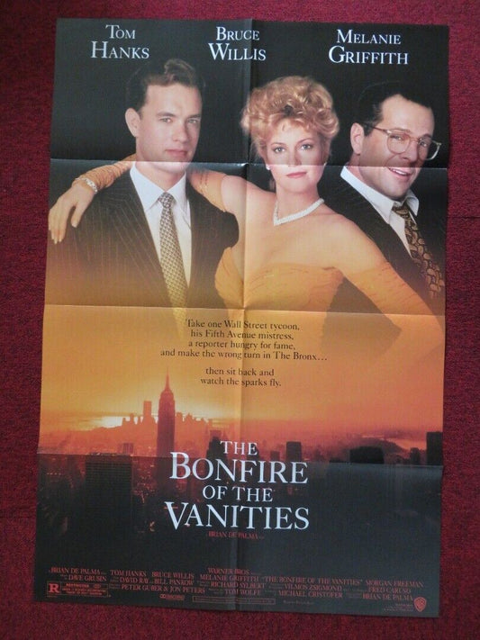 BONFIRE OF THE VANITIES FOLDED US ONE SHEET POSTER TOM HANKS BRUCE WILLIS 1990