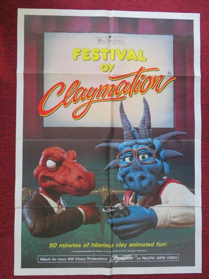 FESTIVAL OF CLAYMATION FOLDED US ONE SHEET POSTER WILL VINTON TIM CONNER 1987