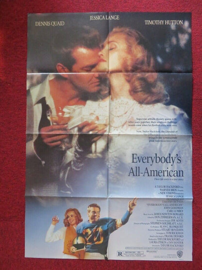 EVERYBODY'S ALL AMERICAN FOLDED US ONE SHEET POSTER JESSICA LANGE 1988