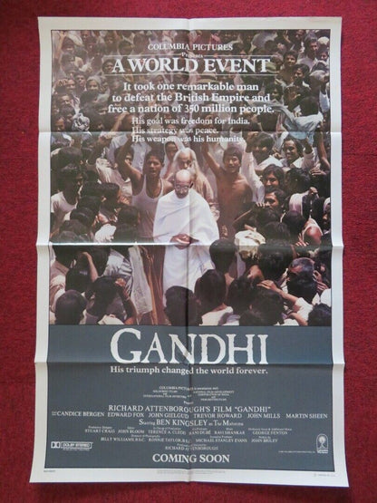 GANDHI FOLDED US ONE SHEET POSTER RICHARD ATTENBOROUGH BEN KINGSLEY 1982