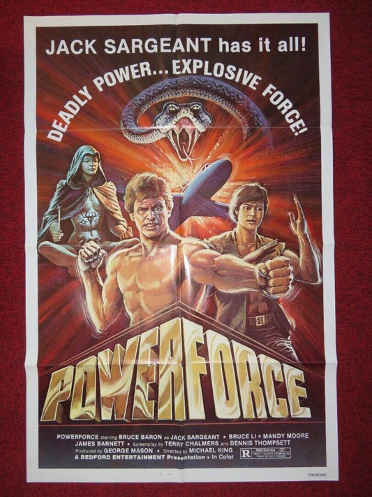 POWERFORCE/ Shen tan guang tou mei FOLDED US ONE SHEET POSTER BRUCE LI 1982