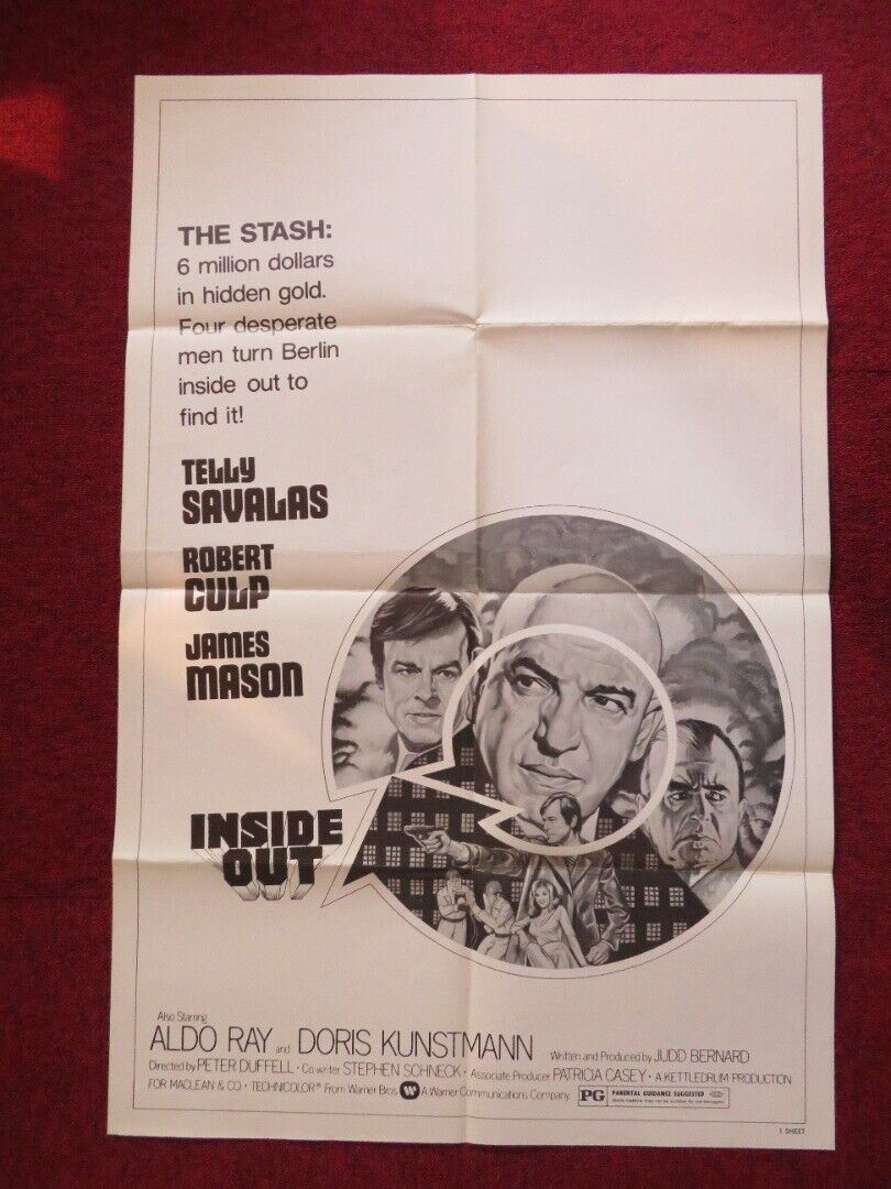 INSIDE OUT FOLDED US ONE SHEET POSTER TELLY SAVALAS JAMES MASON 1975