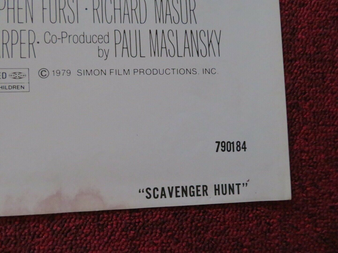 SCAVENGER HUNT FOLDED US ONE SHEET POSTER RICHARD BENJAMIN JAMES COCO 1979