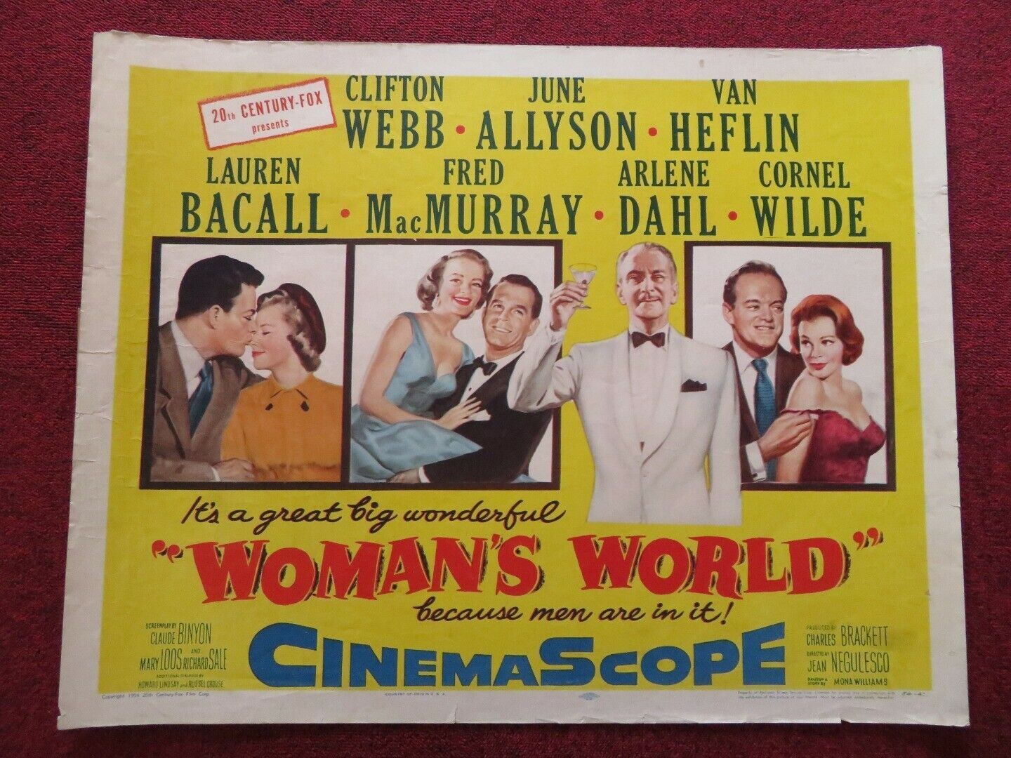 WOMAN'S WORLD US HALF SHEET (22"x 28")  POSTER CLIFTON WEBB JUNE ALLYSON 1954