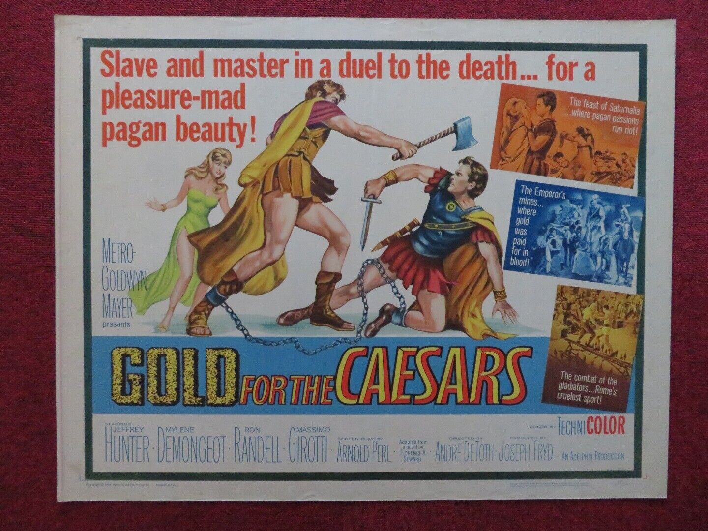 GOLD FOR THE CAESARS US HALF SHEET (22"x 28")  POSTER JEFFREY HUNTER 1964