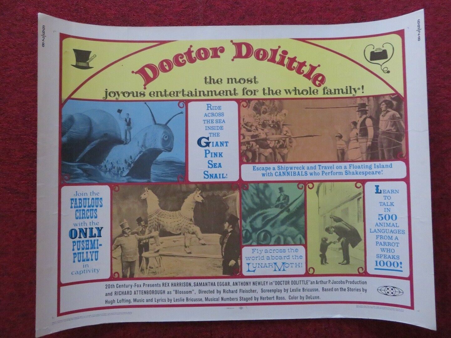 DOCTOR DOLITTLE US HALF SHEET (22"x 28")  POSTER REX HARRISON 1969