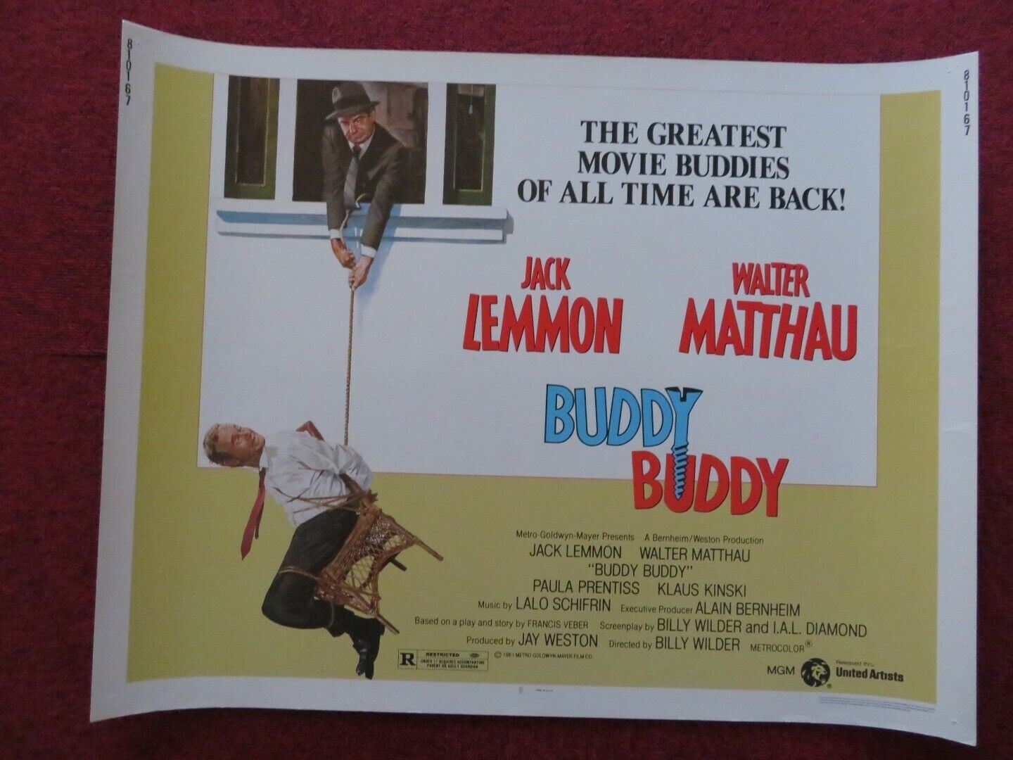 BUDDY BUDDY US HALF SHEET (22"x 28")  POSTER JACK LEMMON WALTER MATTHAU 1981