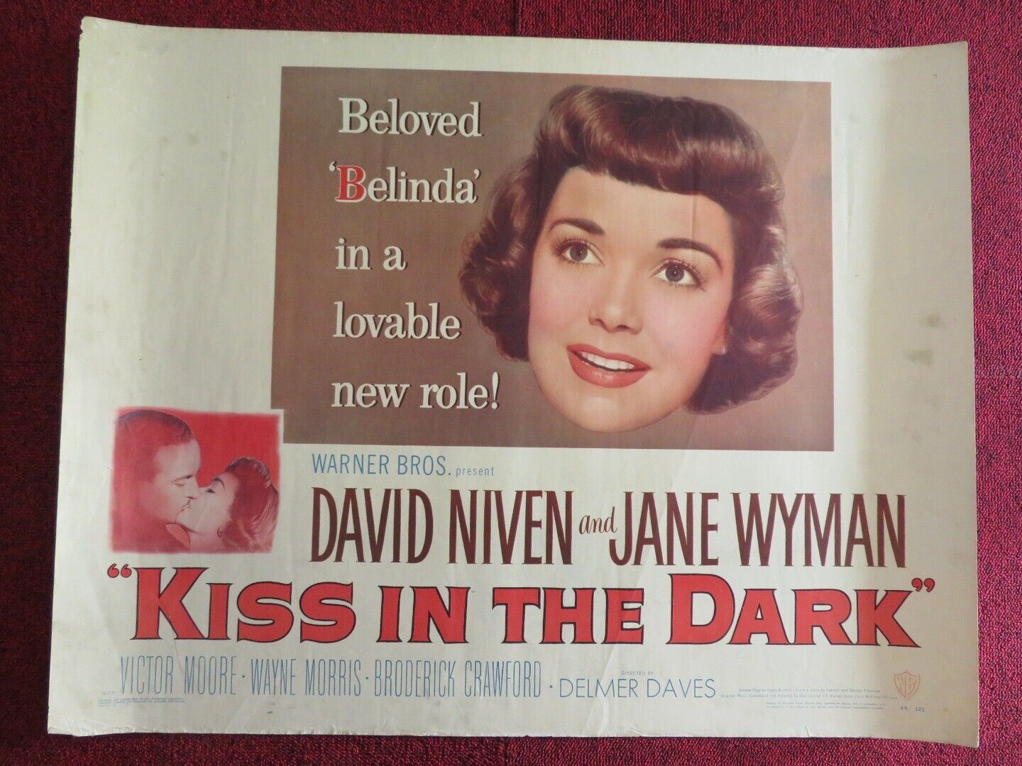 KISS IN THE DARK US HALF SHEET (22"x 28")  POSTER DAVID NIVEN JANE WYMAN 1949