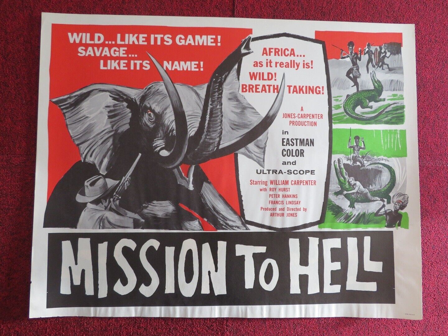 MISSION TO HELL /Savage! US HALF SHEET (22"x 28")  POSTER WILLIAM CARPENTER 1962